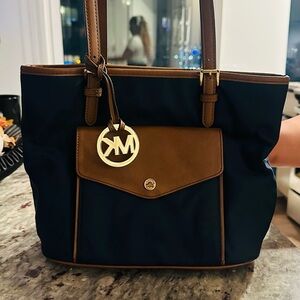 Michael Kors Dark Blue and Tan Tote